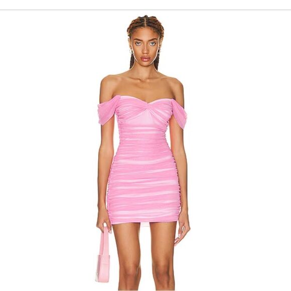 NWT Norma Kamali Walter Dress FWRD candy pink mesh mini cocktail Revolve XL - Picture 1 of 8